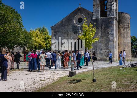 Église de Santa Maria da Alcacova dans le château de la ville de Montemor-o-Velho, district de Coimbra au Portugal Banque D'Images