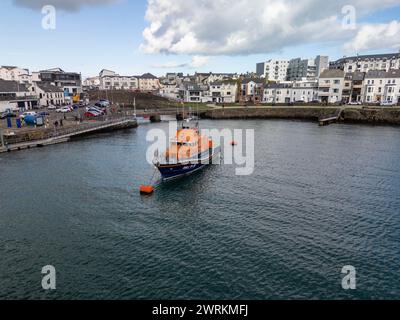 RNLB William Gordon Burr basé à Portrush, Irlande du Nord. Un bateau de sauvetage de classe Severn, le plus grand bateau de sauvetage exploité par le Royal National Lifeboat Banque D'Images