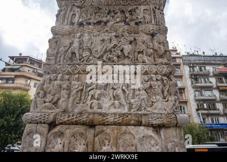 Détails de Arc de Galerius Arc de triomphe également connu sous le nom de Kamara dans la ville de Thessalonique, Grèce Banque D'Images