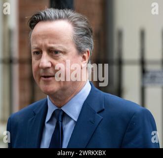 Londres, Royaume-Uni. 13 mars 2024. David Cameron, ministre des Affaires étrangères, Downing Street Londres crédit : Ian Davidson/Alamy Live News Banque D'Images