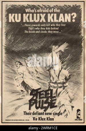 Ku Klux Klan - Steel Pulse (1978) - Vintage American Magazine annonce des années 70 Banque D'Images