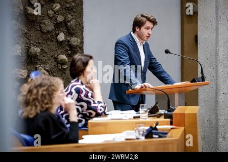 LA HAYE - Jesse six Dijkstra (NSC) lors d'un débat à la Chambre des représentants sur le traitement des données dans l'approche personnelle de la radicalisation et des activités terroristes. ANP ROBIN VAN LONKHUIJSEN pays-bas OUT - belgique OUT Banque D'Images