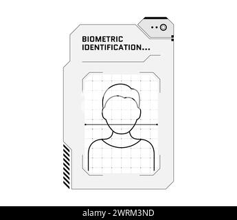 Concept de système de balayage biométrique et d'identification de personne HUD. Scanner de vérification de reconnaissance d'utilisateur et panneau de sécurité numérique d'identité humaine. Conception eps de vecteur d'interface de tableau de bord d'autorisation d'ID Illustration de Vecteur