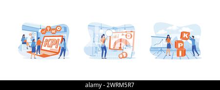 Rapport de données KPI. Indicateur de performance clé ou KPI pour la réussite de l'entreprise. Indicateurs clés de performance KPI vecteur plat illustration moderne Illustration de Vecteur