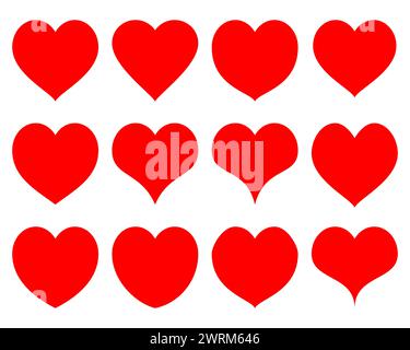 Collection de formes de coeurs pour la conception. Ensemble d'illustration vectorielle. Amour et concept romantique Illustration de Vecteur