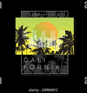 Summer California Beach club Poster typographique Palm Tree illustration vectorielle gradient Beach club design graphique pour t-shirt print vector design Illustration de Vecteur