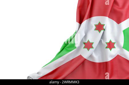 Drapeau du Burundi avec espace vide sur la gauche. Isolé. Rendu 3D. Banque D'Images