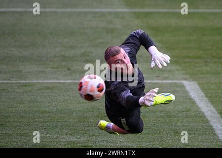 Prague, République tchèque. 13 mars 2024. Jindrich Stanek de Slavia Praha à la séance d'entraînement précédant le match retour de l'UEFA Europa League SK Slavia Praha vs AC Milan à Prague, République tchèque, le 13 mars 2024. Crédit : Michal Kamaryt/CTK photo/Alamy Live News Banque D'Images