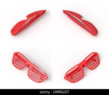 Ombres d'obturateur rouges sur fond blanc Banque D'Images