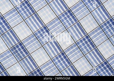 Tissu, texture damier fond bleu gros plan Banque D'Images