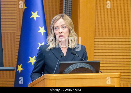 Italie, Rome, 13 mars 2024 : la première ministre Giorgia Meloni, participe à la réunion sur la "réforme fiscale" photo © Stefano Carofei/Sintesi/Alamy Live News Banque D'Images