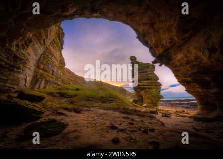 gows castle stack covesea lossiemouth moray scotland. Banque D'Images