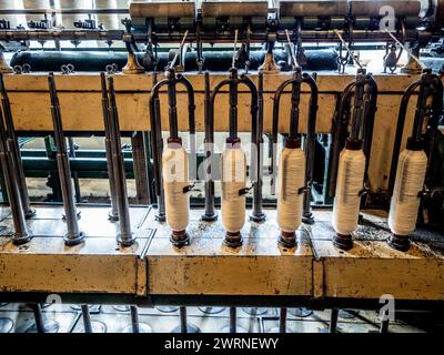 Machine à filer le coton à Quarry Bank Mill, Styal. Cheshire Banque D'Images