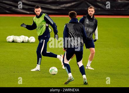 Jordan Henderson d'Ajax lors d'une séance d'entraînement à Villa Park, Birmingham. Date de la photo : mercredi 13 mars 2024. Banque D'Images