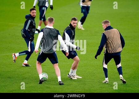 Jordan Henderson d'Ajax lors d'une séance d'entraînement à Villa Park, Birmingham. Date de la photo : mercredi 13 mars 2024. Banque D'Images