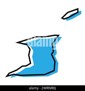 Carte simplifiée du pays de Trinité-et-Tobago non définisséTrinité-et-Tobago. Silhouette bleue avec contour noir épais isolé sur fond blanc. Icône vectorielle simple Illustration de Vecteur