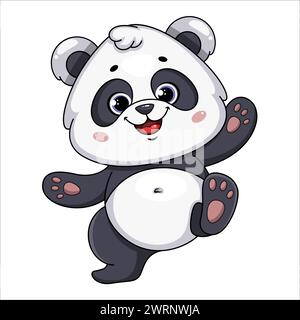 Mignon panda. Personnage de dessin animé drôle. Illustration vectorielle stock sur fond blanc. Illustration de Vecteur