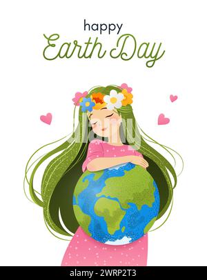 Joyeux jour de la Terre mère. Carte de voeux vectorielle. Illustration de Vecteur