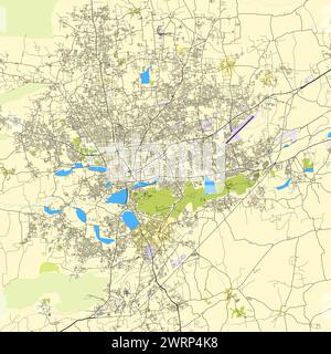 Carte de la ville de Coimbatore, Tamil Nadu, Inde Illustration de Vecteur