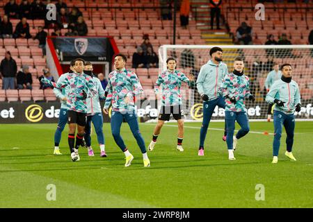 Vitality Stadium, Boscombe, Dorset, Royaume-Uni. 13 mars 2024. Premier League Football, AFC Bournemouth contre Luton Town ; échauffement de l'équipe de Bournemouth crédit : action plus Sports/Alamy Live News Banque D'Images