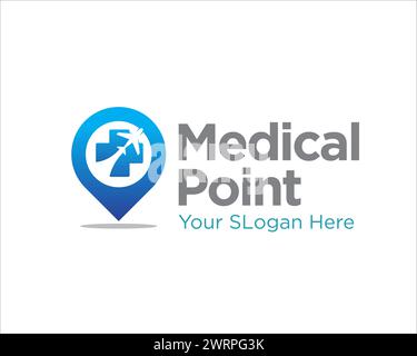 conceptions de logo de centre de localisation de points médicaux Illustration de Vecteur