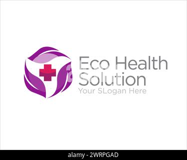 conceptions de logo eco leaf health solution pour les services médicaux Illustration de Vecteur