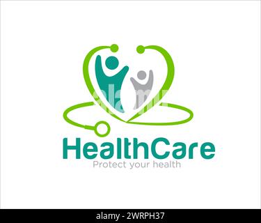 stéthoscope love health care logo conçoit des conceptions simples pour le service médical Illustration de Vecteur