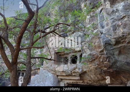 Extérieur des grottes Ajanta & Ellora situées dans le district d'Aurangabad de l'état du Maharashtra -Inde. Site du patrimoine mondial de l'UNESCO de Maharashtra-Inde. Banque D'Images