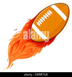 Un ballon de rugby brûlant. Football américain. Ballon de rugby sportif brûlant. Banque D'Images