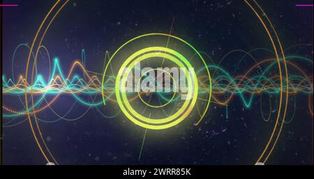 Illustration de l'exploration de l'oscilloscope sur un réseau de connexions Banque D'Images