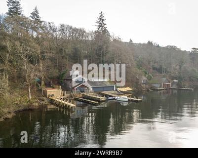 Photographie aérienne d'une maison de bateau sur le lac Windermere dans le Lake District, Cumbria, Royaume-Uni Banque D'Images