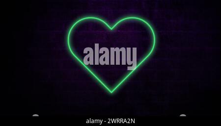 Image d'un signe de néon rouge pouces vers le bas sur le mur de briques 4k Banque D'Images