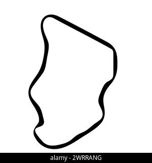Carte simplifiée du pays Tchad. Contour lisse d'encre noire sur fond blanc. Icône vectorielle simple Illustration de Vecteur
