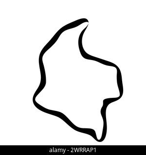 Colombie carte simplifiée du pays. Contour lisse d'encre noire sur fond blanc. Icône vectorielle simple Illustration de Vecteur