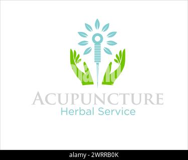 le logo de soin des mains d'acupuncture conçoit des conceptions simples pour la médecine traditionnelle et le logo clinique Illustration de Vecteur