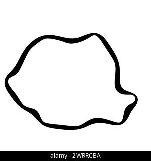 Carte simplifiée du pays de Roumanie. Contour lisse d'encre noire sur fond blanc. Icône vectorielle simple Illustration de Vecteur