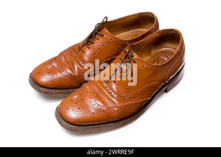 Chaussures en cuir isolated on a white background studio Banque D'Images
