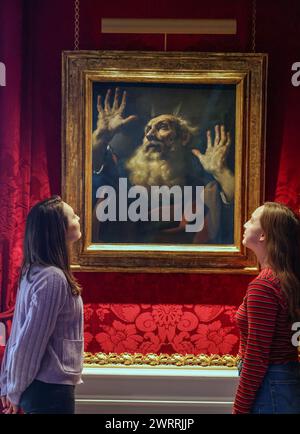 Waddesdon Manor, Buckinghamshire 14 mars 2024 Un premier chef-d'œuvre récemment redécouvert par le célèbre peintre bolognais Giovanni Francesco Barbieri (1591-1666), connu sous le nom de Guercino, sera exposé au public pour la première fois, dans le cadre d'une exposition historique au Waddesdon Manor Guercino à Waddesdon: le Roi David et les femmes sages ouvriront le 20 mars et se poursuivront jusqu'en octobre. Crédit : Paul Quezada-Neiman/Alamy Live News Banque D'Images