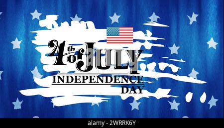 Image du texte du jour de l'indépendance du 4 juillet sur des étoiles sur fond bleu Banque D'Images