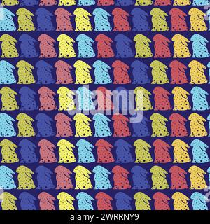 Joli motif sans couture de Pâques avec des lapins colorés. Motif de lapin enfantin aux vacances de Pâques. Pour textile, papier peint - conception vectorielle Illustration de Vecteur