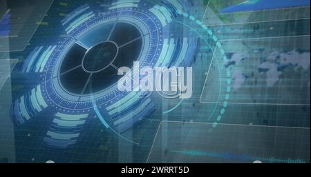 Image du traitement des données et 5g sur les fils de l'ordinateur Banque D'Images