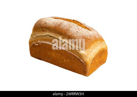 Le produit de boulangerie d'un pain de ferme blanc sur fond blanc Banque D'Images