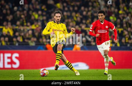 Dortmund, Allemagne. 13 mars 2024. Mats Hummels (BVB), Malik Tillman (Eindhoven) Borussia Dortmund - PSV Eindhoven 13.03.2024 Copyright (nur für jou Banque D'Images