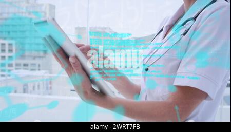 La science numérique fusionne avec les soins de santé dans un concept de réseau mondial. Banque D'Images