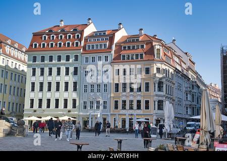 Dresde, Saxe, Saxe, Zwinger, Semper-Oper, Stadtschloss, Eglise, Kirche, cathédrale, architecture, panorama, Canaletto, Banque D'Images