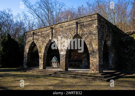 Le mémorial Ehrenmal (mémorial des morts) à la colline de Harkort à Wetter, sur la Ruhr, salle avec des plaques de noms des victimes de la première Guerre mondiale, NOR Banque D'Images