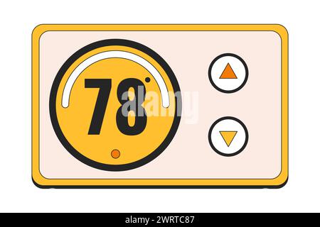 Régulateur de thermostat objet de dessin animé linéaire 2D. Illustration de Vecteur