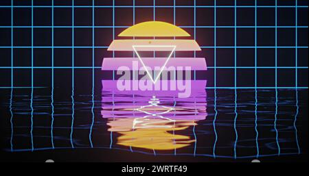 Image de texte de vente massive sur des carrés et fond de grille rétro Banque D'Images