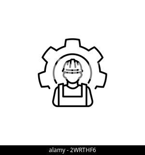 Icône de service vecteur personne homme Avatar profil avec roue dentée pour le support technique Illustration de Vecteur