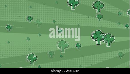 Image de légumes tombant sur le globe sur fond de rayures vertes Banque D'Images